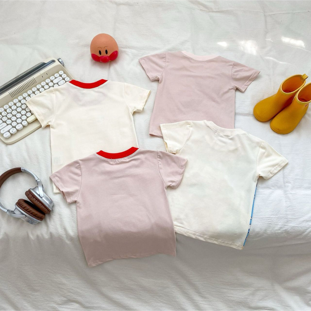 アンパンマン 半袖　tシャツ　トップス　赤襟 #554 キッズ/ベビー/マタニティのキッズ服女の子用(90cm~)(Tシャツ/カットソー)の商品写真