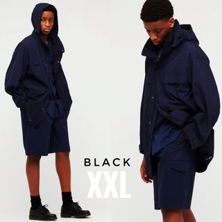 ユニクロ(UNIQLO)の美品 UNIQLO +J ワイドフィットカーゴハーフパンツ ブラック XXL(ショートパンツ)