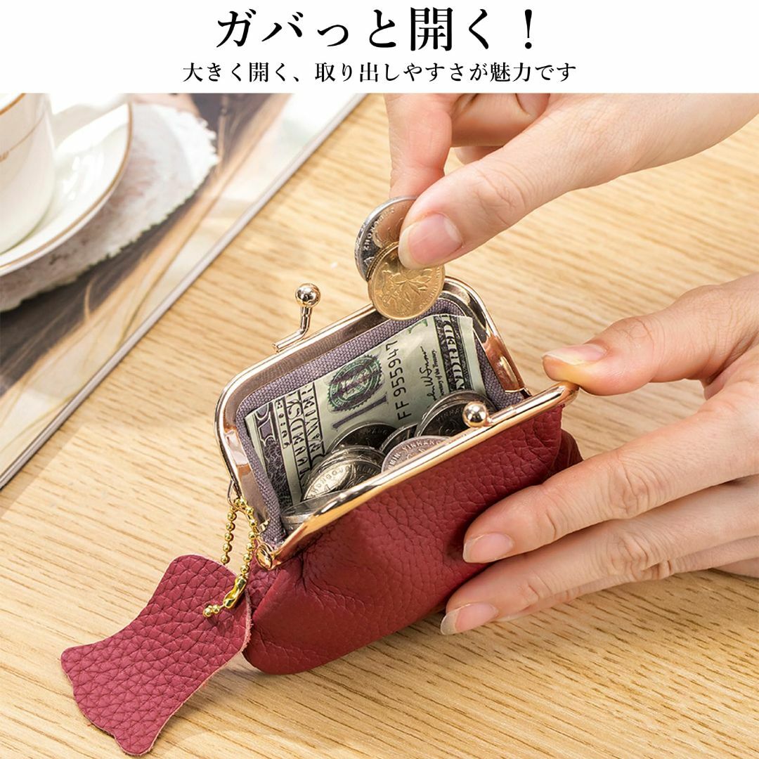 【色: Gray】Kaaipee 小銭入れ がま口 本革コインケース かわいい  レディースのバッグ(その他)の商品写真