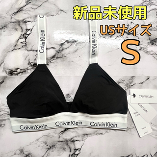 カルバンクライン(Calvin Klein)の【新品未使用】02 カルバンクライン　ブラトップ　ロゴストラップ　ブラック　S(ブラ)