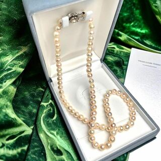 アコヤ 本真珠 セミロング ネックレス 55㎝ 6.6〜6.8mm パール 真珠(ネックレス)
