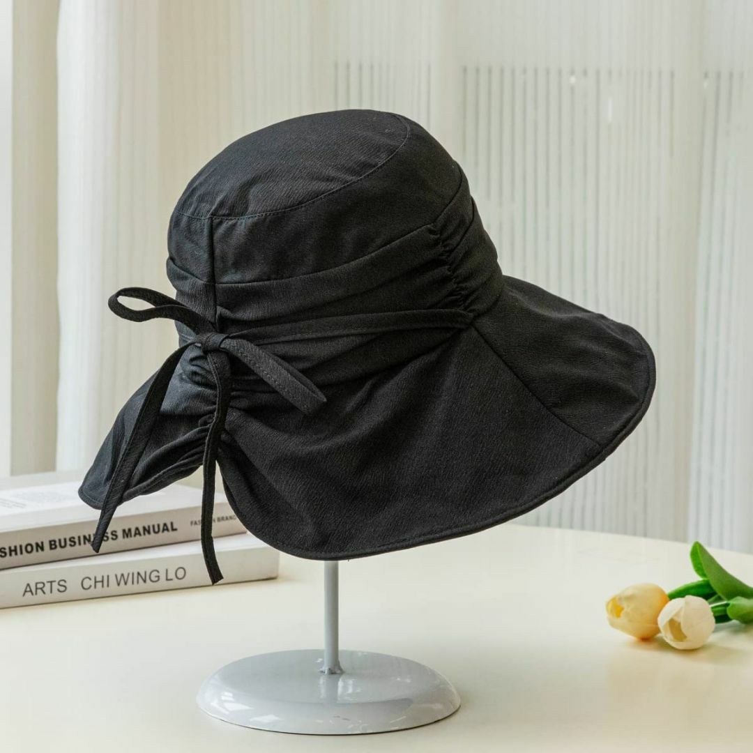 【色: ブラック】[Ｑｚｋｏｕｍａ] 帽子 レディース UVカット UV つば広 レディースのファッション小物(その他)の商品写真