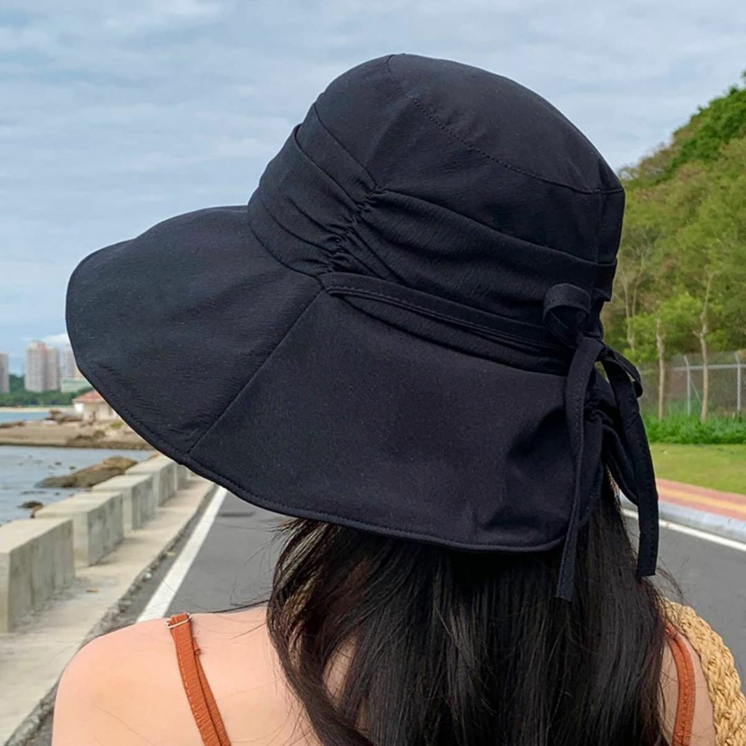 【色: ブラック】[Ｑｚｋｏｕｍａ] 帽子 レディース UVカット UV つば広 レディースのファッション小物(その他)の商品写真