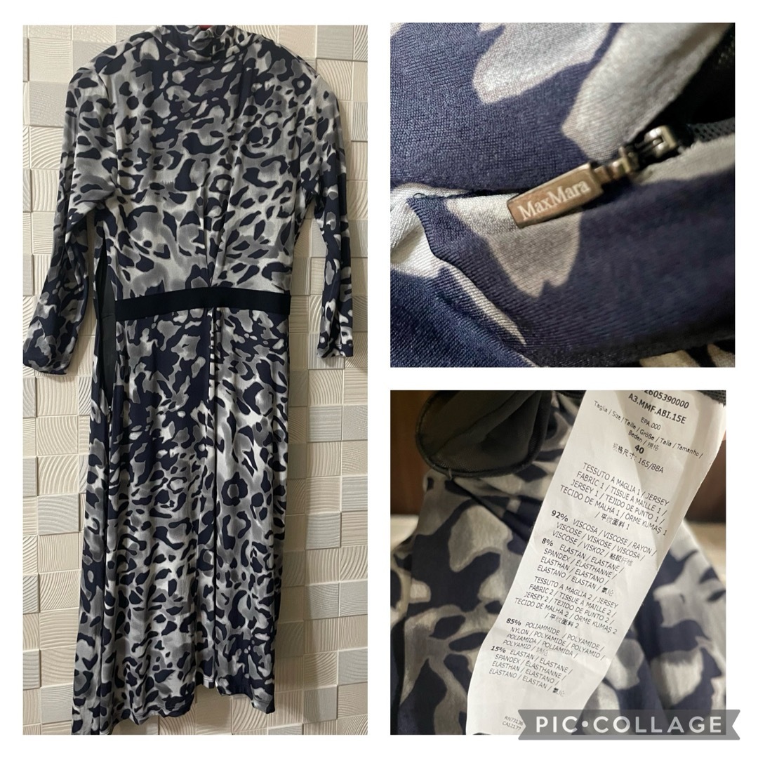 Max Mara(マックスマーラ)のMax Mara カシュクールワンピ(紺xグレー) レディースのワンピース(ひざ丈ワンピース)の商品写真