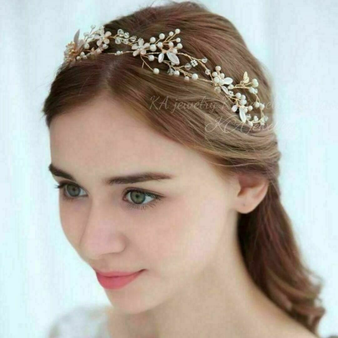 kヘアアクセサリー &イヤリング/ピアスセット☆ウェディング 結婚式ヘッドドレス レディースのアクセサリー(その他)の商品写真