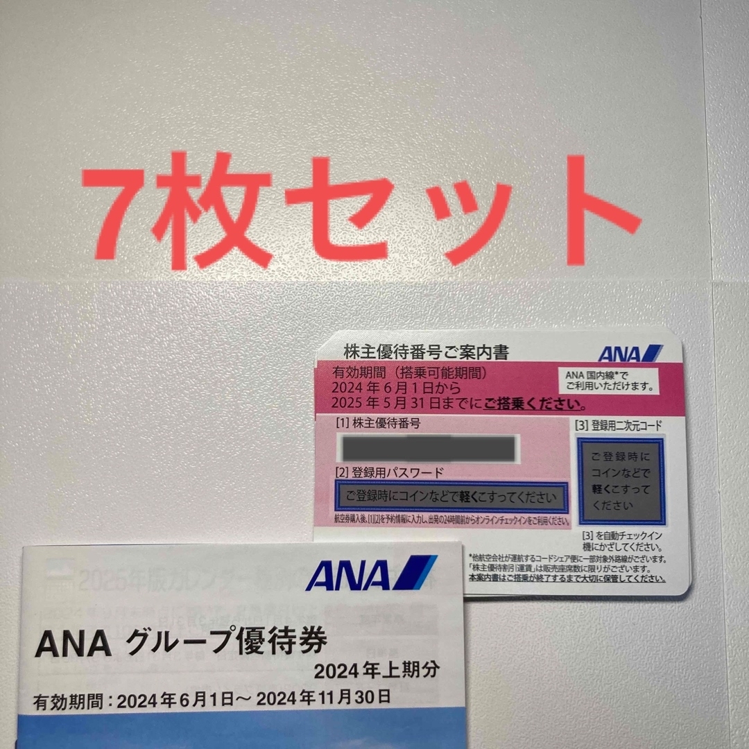 ANA(全日本空輸)(エーエヌエー(ゼンニッポンクウユ))の【ANA】株主優待券 7枚セット【全日空】 チケットの乗車券/交通券(航空券)の商品写真