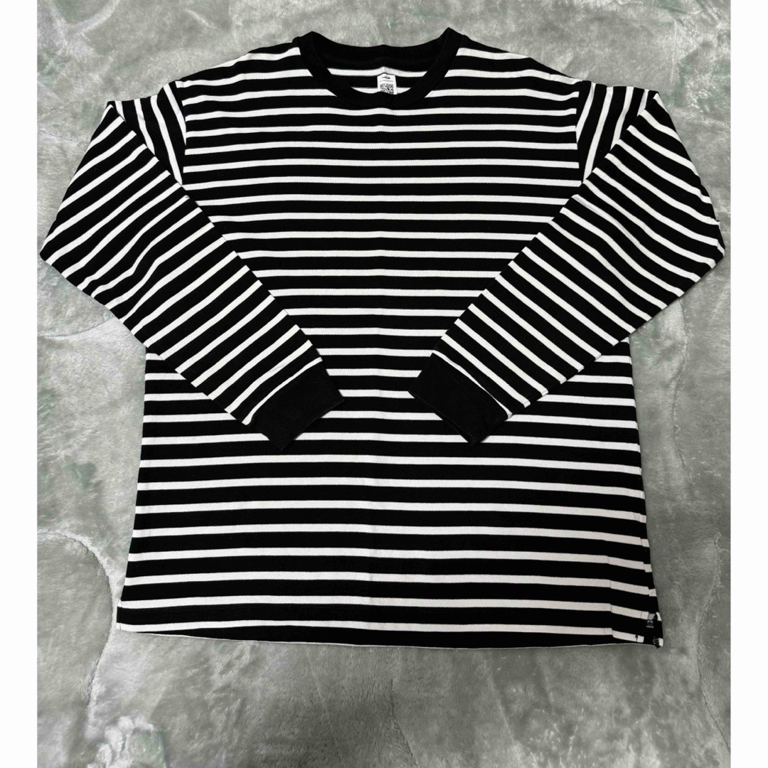 TIGORA(ティゴラ)の美品　TIGORA ティゴラ　長袖　ロンT ボーダー　L ブラック／ホワイト メンズのトップス(Tシャツ/カットソー(七分/長袖))の商品写真