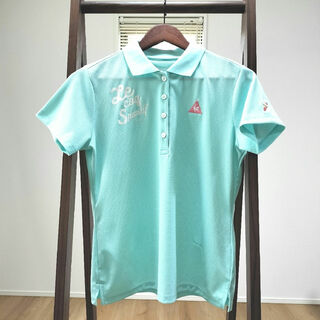 ルコックスポルティフ(le coq sportif)のルコック　ゴルフ　レディース　半袖　ポロシャツ ロゴ　刺繍　水色　Lサイズ(ウエア)