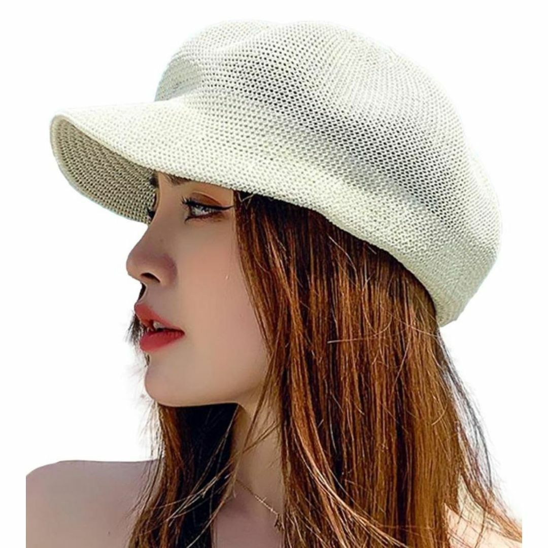 【色: ホワイト】[クロ&アーダー] 帽子 夏 キャスケット レディース メッシ レディースのファッション小物(その他)の商品写真
