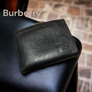 バーバリー(BURBERRY)のBurberry バーバリー 折り財布 がま口 ノバチェック 黒(折り財布)