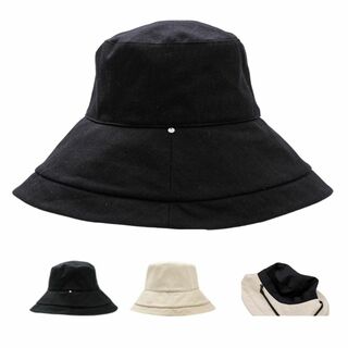 【色: つば12.5㎝ ブラック】[ムーンバット] UV 遮光 レディース 帽子(その他)