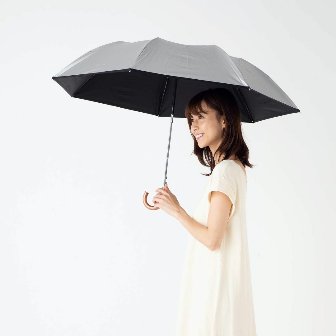 【色: シルバー】日傘 折りたたみ ワンタッチ UVカット 晴雨兼用 遮光 遮熱 レディースのファッション小物(その他)の商品写真