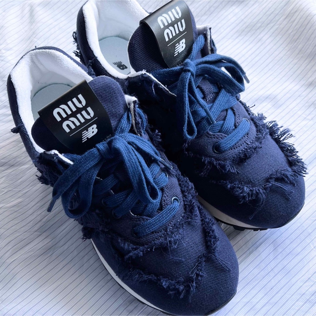 MIU MIU - Miu Miu × New Balance 574 デニムスニーカー 約25cm MIU MIU - Miu Miu × New Balance 574 デニムスニーカー 約25cm
