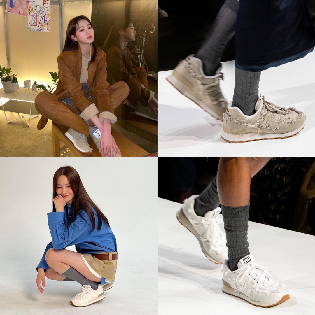 MIU MIU - Miu Miu × New Balance 574 デニムスニーカー 約25cm MIU MIU - Miu Miu × New Balance 574 デニムスニーカー 約25cm