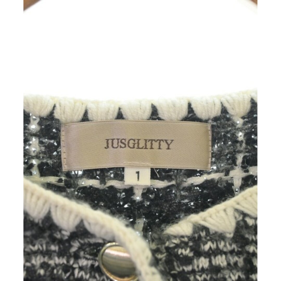 JUSGLITTY(ジャスグリッティー)のJUSGLITTY ジャスグリッティ ノーカラージャケット 1(S位) 黒系 【古着】【中古】 レディースのジャケット/アウター(ノーカラージャケット)の商品写真