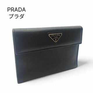 プラダ(PRADA)の美品 プラダ 三角ロゴ 三つ折財布 レディース メンズ 黒 サフィアーノ(財布)
