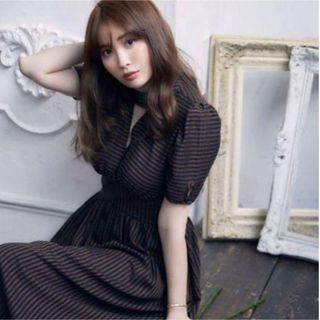 ハーリップトゥ(Her lip to)のHerlipto Striped Midi Dress Sサイズ(ロングワンピース/マキシワンピース)