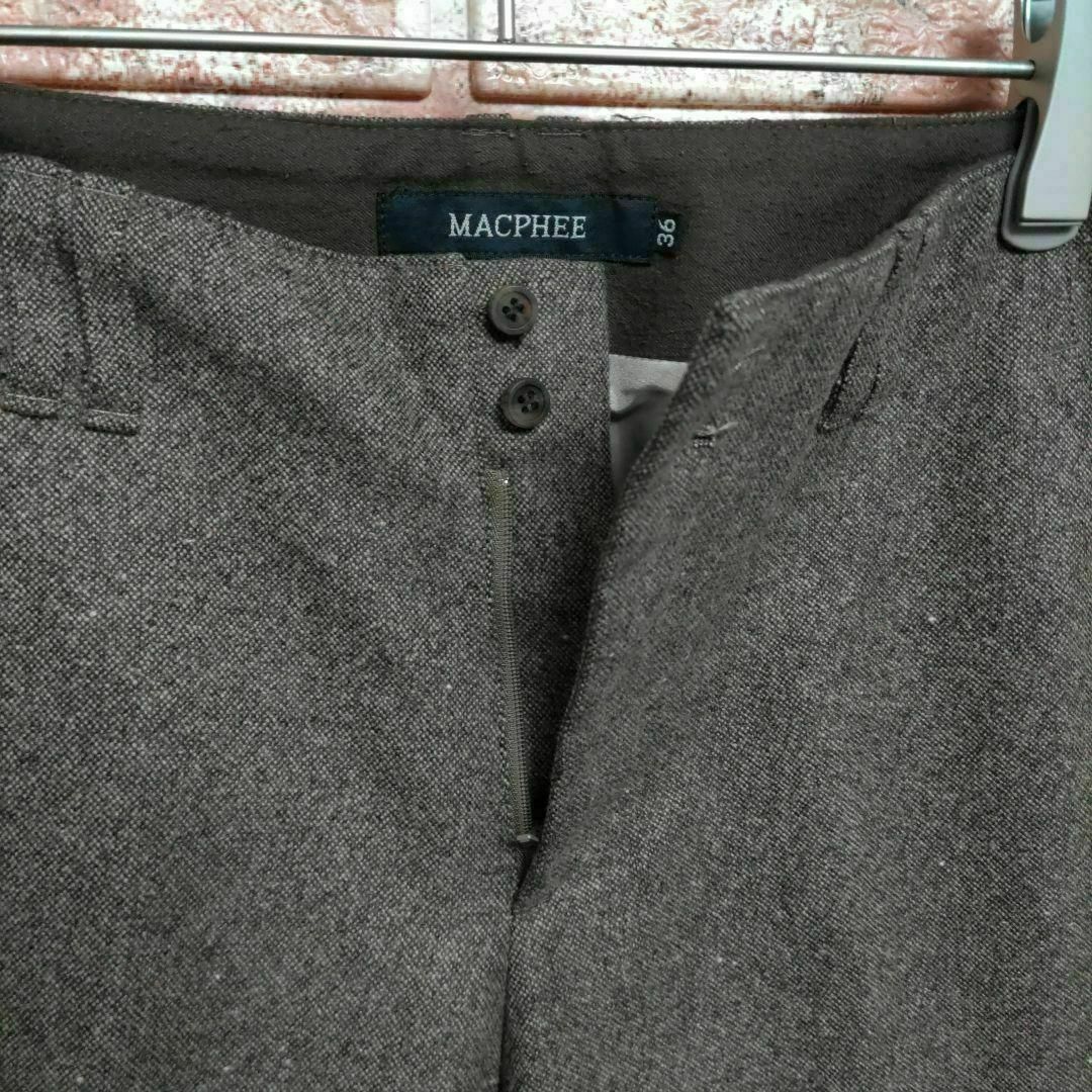 MACPHEE(マカフィー)のMACPHEE マカフィー 7分丈 ウールパンツ ブラウン 36 レディースのパンツ(クロップドパンツ)の商品写真