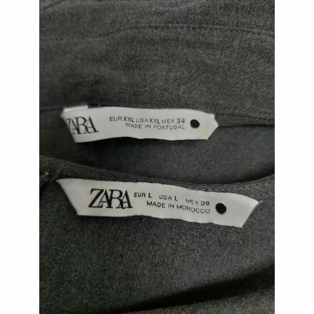 ZARA(ザラ)のZARA ザラ 長袖シャツ 半袖トップス 2枚セット グレー レディースのトップス(シャツ/ブラウス(長袖/七分))の商品写真