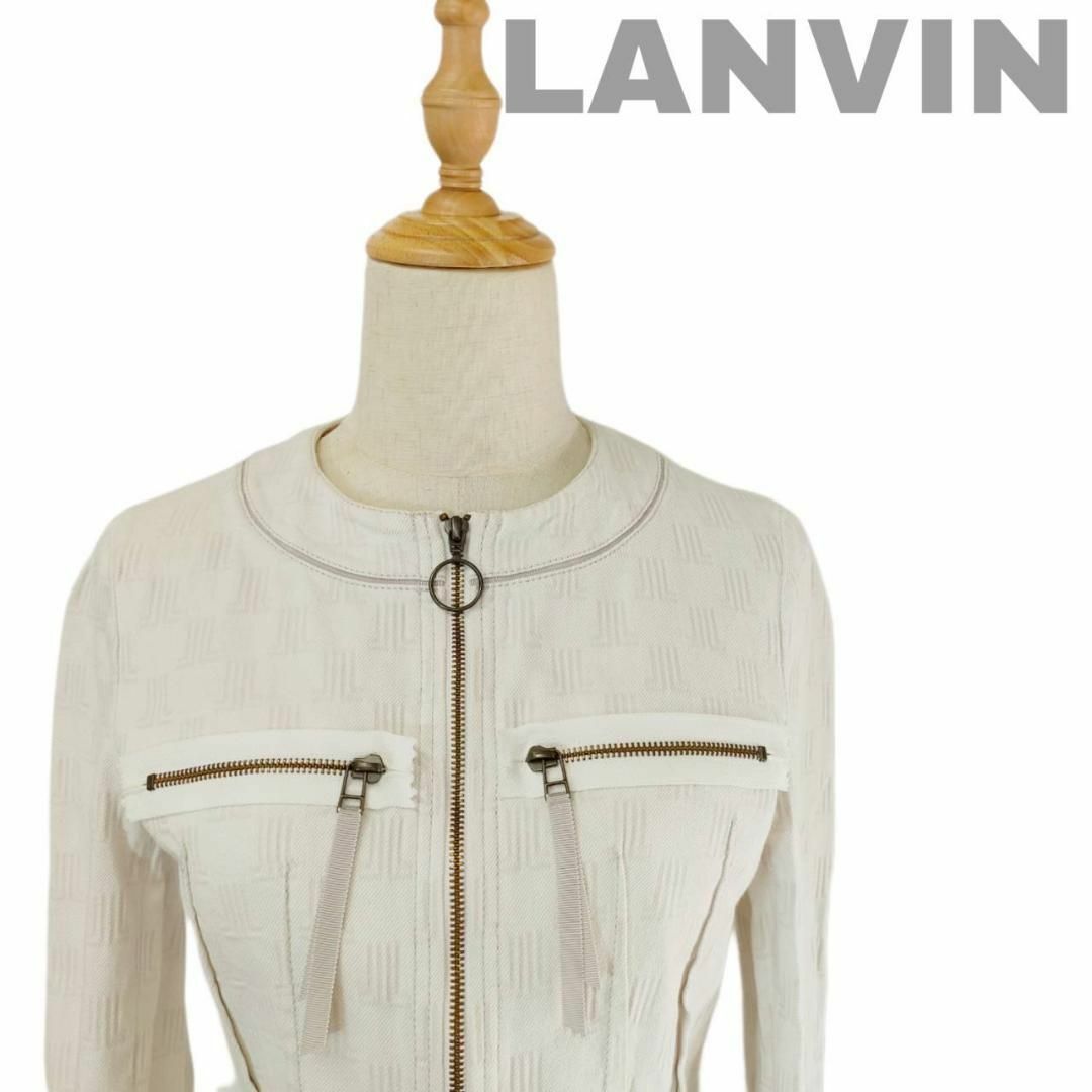 LANVIN COLLECTION(ランバンコレクション)のLANVIN collection ランバン ブルゾン ホワイト 38 Mサイズ レディースのジャケット/アウター(ライダースジャケット)の商品写真