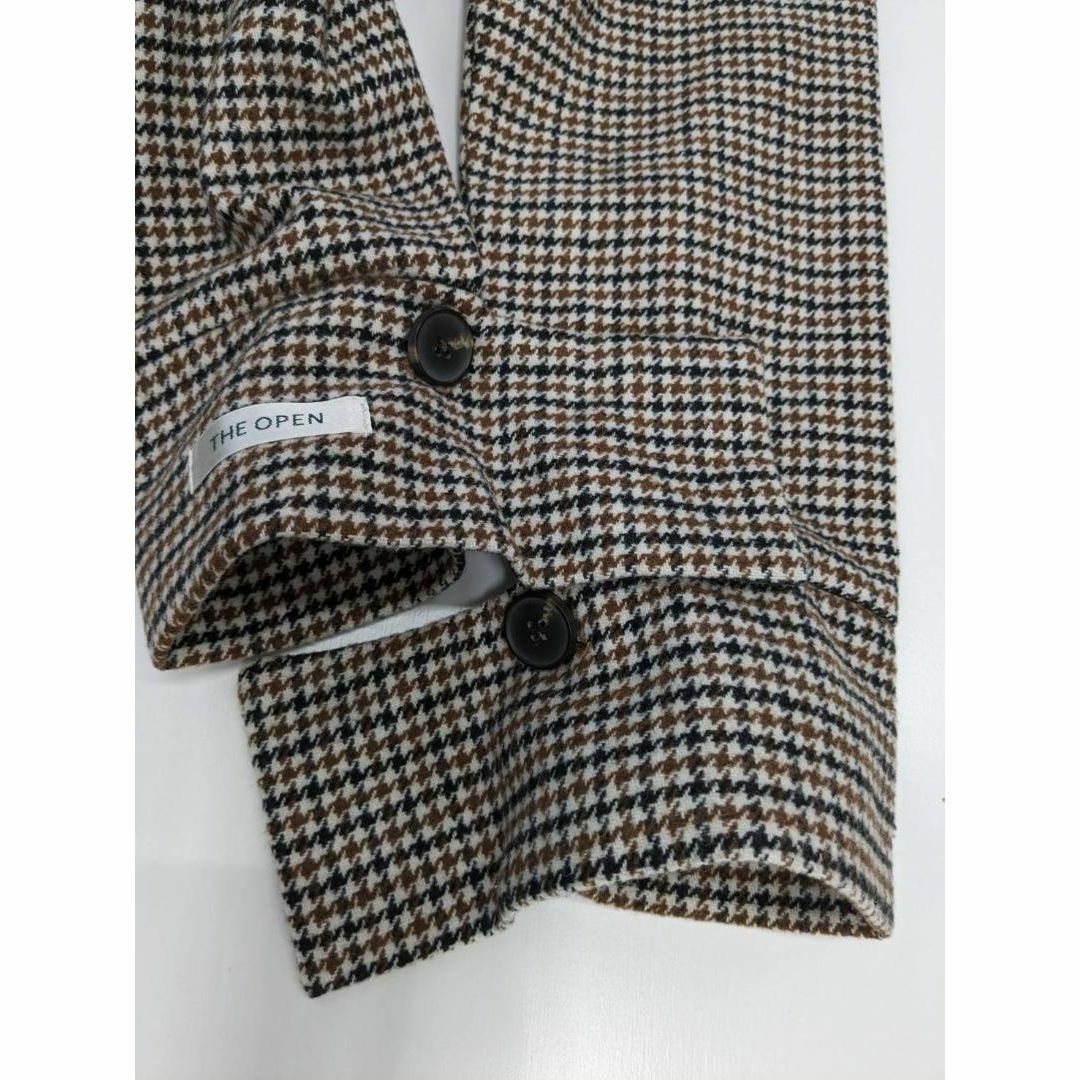 RURU ロングコート 千鳥柄 ブラウン Mサイズ コットン100％ レディースのジャケット/アウター(ロングコート)の商品写真