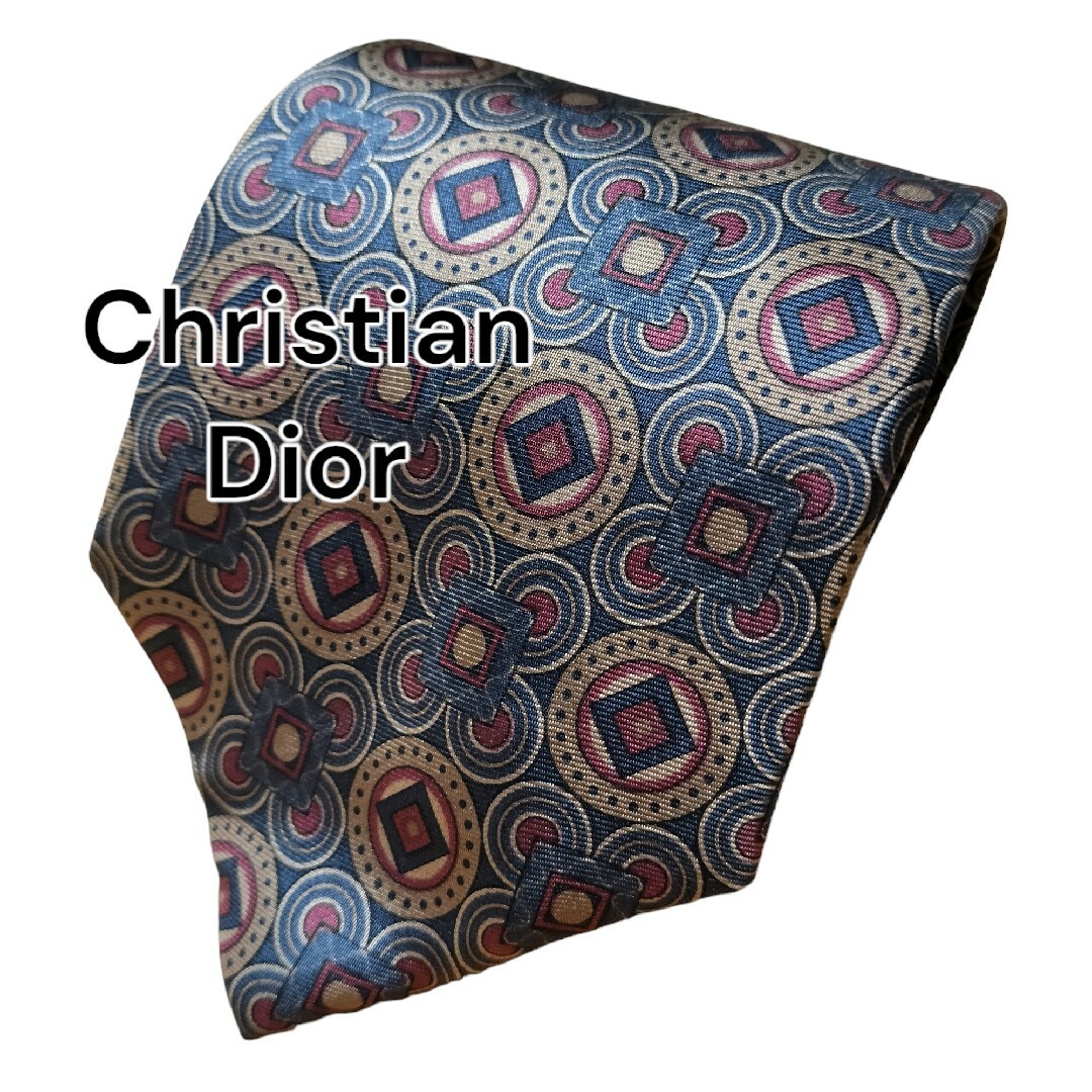Christian Dior(クリスチャンディオール)の【Christian Dior】　カーキ系　総柄　アメリカ製 メンズのファッション小物(ネクタイ)の商品写真
