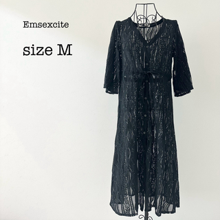 EMSEXCITE - 【emsexcite】総レース　ロング　ワンピース　羽織り　ベルスリープ　黒　M
