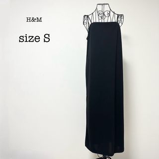 H&M - 【H&Mエイチアンドエム】キャミロングワンピース　ブラック　右サイドスリット　S