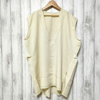 JaVa ジャバ (XL)　ステッチ入りフリンジVネックベスト　大きいサイズ(ベスト/ジレ)