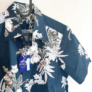 未使用　琉球の里　かりゆしウェア　半袖　ボタンダウン　日本製　沖縄　メンズ(シャツ)