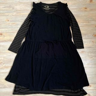 アズノゥアズ(AS KNOW AS)のアズノゥアズ　3WAY 2枚重ねフリル袖ボーダーウール混ワンピース(ロングワンピース/マキシワンピース)