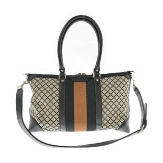 グッチ(Gucci)のGUCCI グッチ ハンドバッグ - ベージュx黒x茶(総柄) 【古着】【中古】(ハンドバッグ)