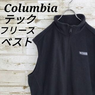 コロンビア(Columbia)の【k6859】希少USA古着コロンビアパッチロゴテックフリースベストジャケット黒(ベスト)