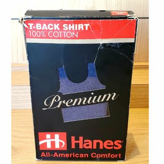 ヘインズ(Hanes)のHanes プレミアム Tバックタンクトップ Lサイズ 100％コットン ブルー(タンクトップ)