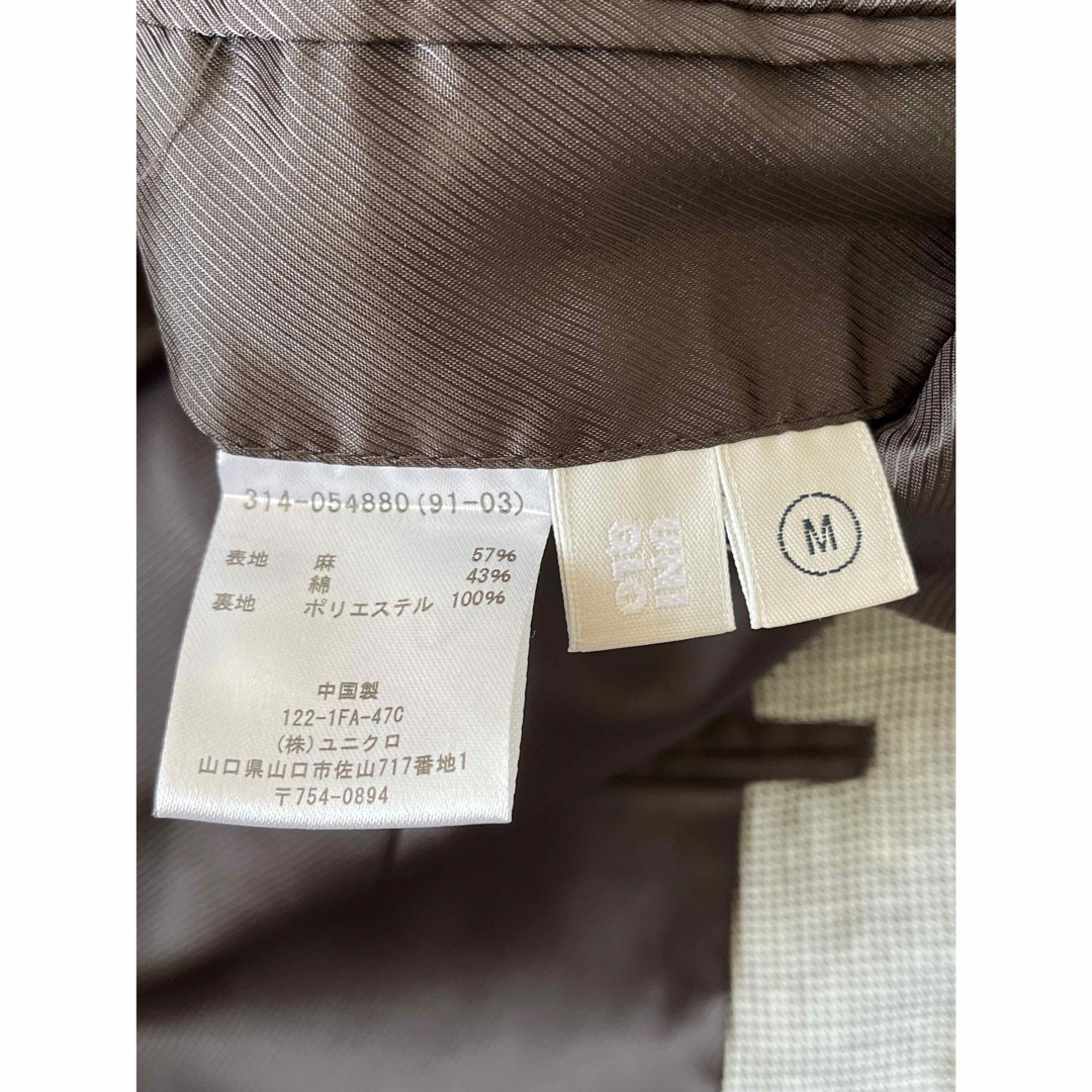 UNIQLO(ユニクロ)のUNIQLO　ユニクロ　リネンブレンドジャケット　レギュラーフィット　M　千鳥 メンズのジャケット/アウター(テーラードジャケット)の商品写真
