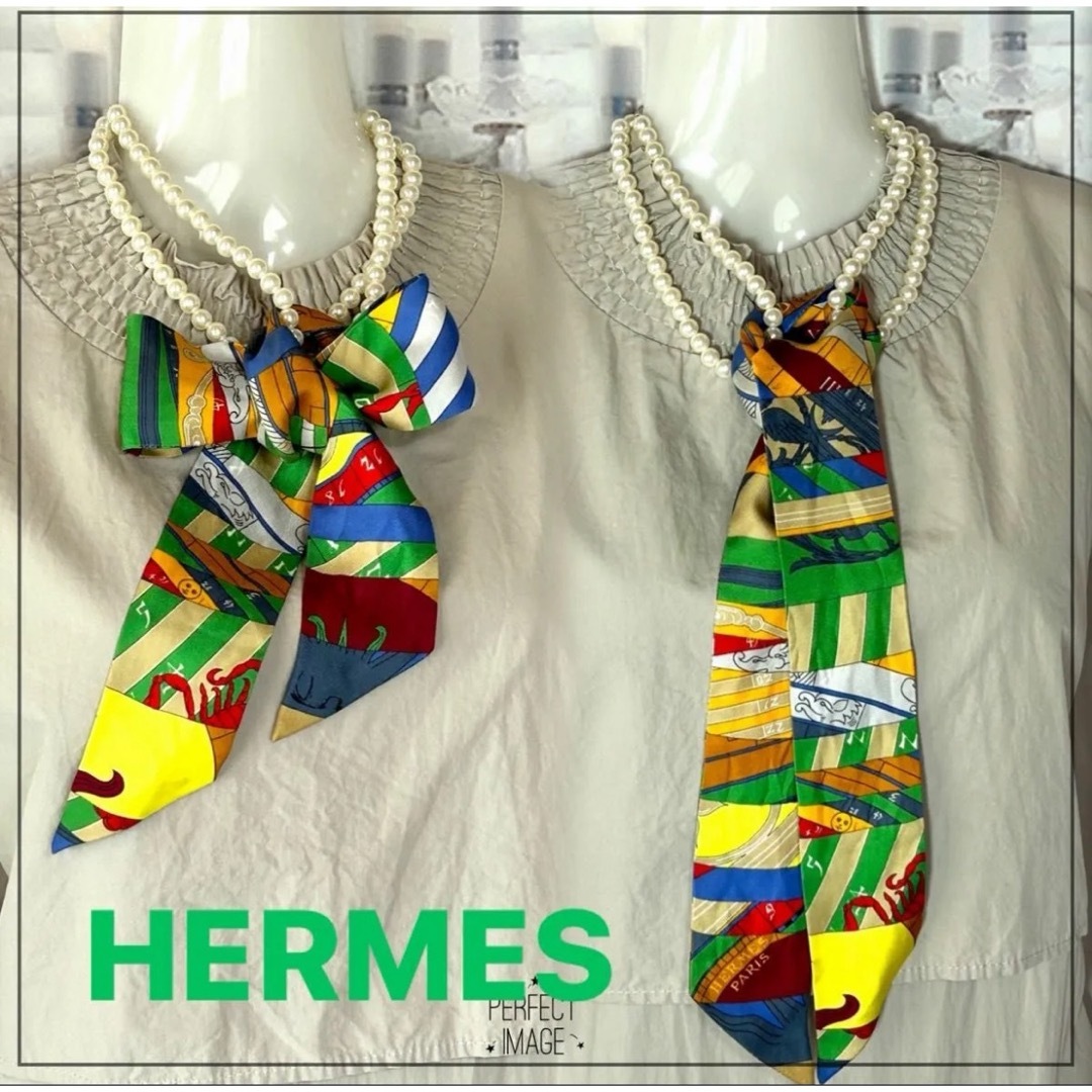 Hermes(エルメス)のHERMES エルメス ツイリー　スカーフ　新たなる占星術　リボンスカーフ  レディースのファッション小物(バンダナ/スカーフ)の商品写真