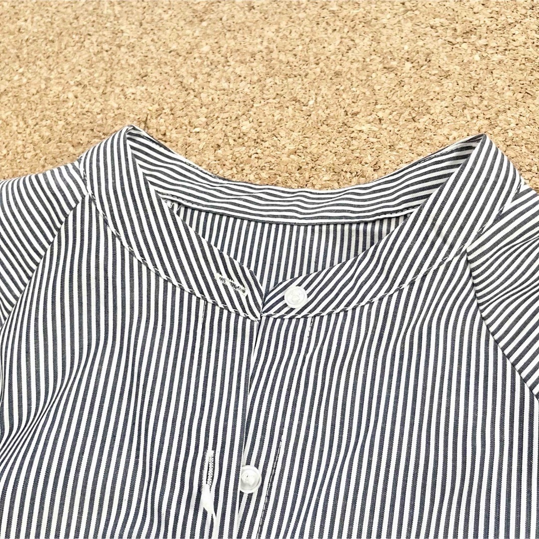 しまむら(シマムラ)の新品タグ付き＊terawear emu ランタンスリーブストライプシャツ M レディースのトップス(シャツ/ブラウス(半袖/袖なし))の商品写真