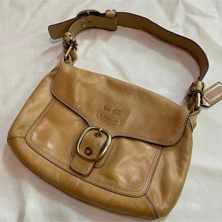 コーチ(COACH)の【美品】COACH レザー ショルダーバッグ　ベージュ　本格　11768(ショルダーバッグ)