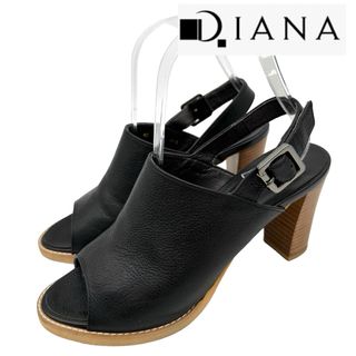 DIANA - 〈美品〉DIANA ダイアナ【24.5cm】ストラップ サンダル 黒 ブラック