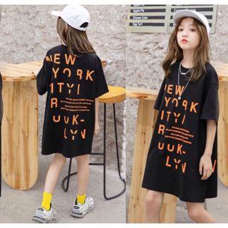 KUFA020キッズ 子供服 Tシャツ トップス ロングTシャツ 女の子 春夏 (ワンピース)