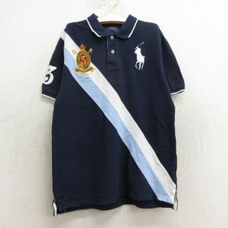 ラルフローレン(Ralph Lauren)の古着 ラルフローレン Ralph Lauren 半袖 ブランド ポロ シャツ キッズ ボーイズ 子供服 ビッグポニー 3 コットン 鹿の子 紺他 ネイビー 24may17(その他)