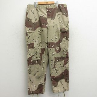 W39★古着 ミリタリー カーゴ パンツ メンズ リップストップ デザートカモ チョコチップ 大きいサイズ 茶他 ブラウン 24may17 中古 ボトムス ロング(ワークパンツ/カーゴパンツ)