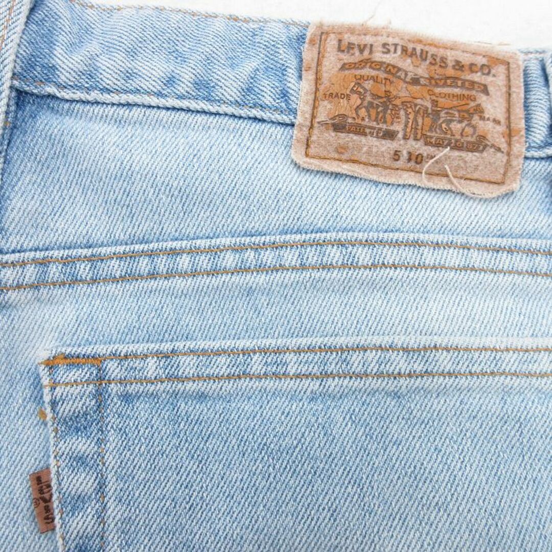 Levi's(リーバイス)のW35★古着 リーバイス Levis 510 ジーンズ メンズ 90年代 90s USA製 薄紺 ネイビー デニム 24may17 中古 ボトムス ジーパン Gパン ロング パンツ メンズのパンツ(ワークパンツ/カーゴパンツ)の商品写真