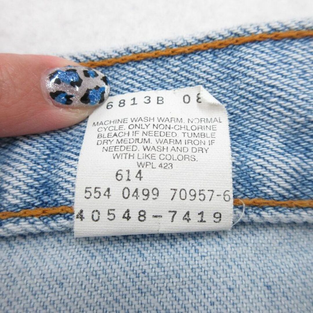 Levi's(リーバイス)のW35★古着 リーバイス Levis 510 ジーンズ メンズ 90年代 90s USA製 薄紺 ネイビー デニム 24may17 中古 ボトムス ジーパン Gパン ロング パンツ メンズのパンツ(ワークパンツ/カーゴパンツ)の商品写真