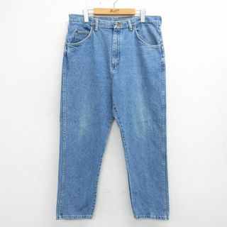 ラングラー(Wrangler)のW35★古着 ラングラー Wrangler ジーンズ メンズ 90年代 90s コットン USA製 紺 ネイビー デニム 24may17 中古 ボトムス ジーパン Gパン ロング パンツ(ワークパンツ/カーゴパンツ)