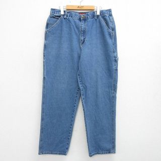 W35★古着 ペインター パンツ メンズ コットン 紺 ネイビー デニム 24may17 中古 ボトムス ロング(ワークパンツ/カーゴパンツ)