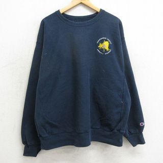 チャンピオン(Champion)のXL★古着 長袖 チャンピオン Champion リバースウィーブ メンズ 00年代 00s シャトークア アカデミー 大きいサイズ クルーネック 紺 ネイビー 【spe】 24may17 中古 スウェット スエット トレーナー トップス(パーカー)