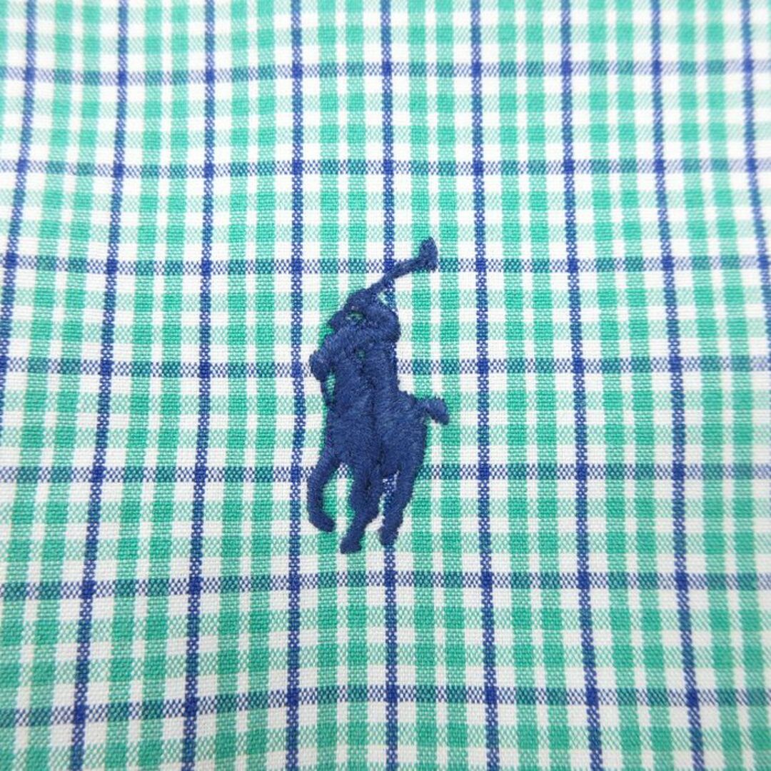 Ralph Lauren(ラルフローレン)のXL★古着 ラルフローレン Ralph Lauren 長袖 ブランド シャツ メンズ 90年代 90s ワンポイントロゴ BLAKE ロング丈 コットン ボタンダウン 緑 グリーン チェック 24may17 中古 トップス メンズのトップス(シャツ)の商品写真