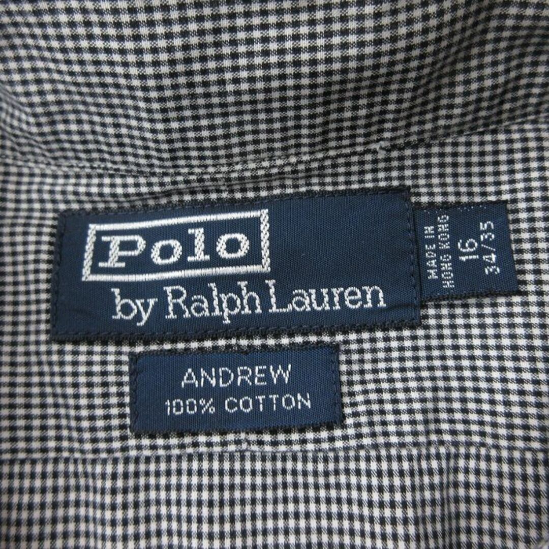 Ralph Lauren(ラルフローレン)のXL★古着 ラルフローレン Ralph Lauren 長袖 ブランド シャツ メンズ 90年代 90s ワンポイントロゴ ANDREW コットン 黒他 ブラック チェック 24may17 中古 トップス メンズのトップス(シャツ)の商品写真