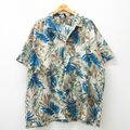 XL★古着 半袖 ハワイアン シャツ メンズ 90年代 90s 葉 大きいサイ…
